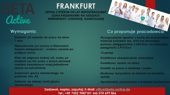 Pielęgniarka – Frankfurt, różne oddziały