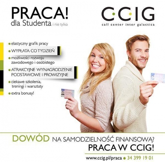 Wypłata co tydzień! - Połącz studia z pracą w CCIG