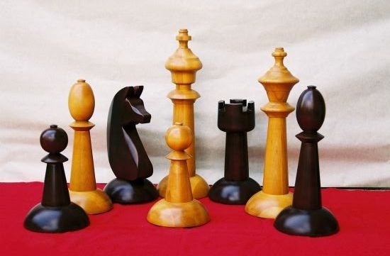 Giant garden chess, hand made turning from a beech massif