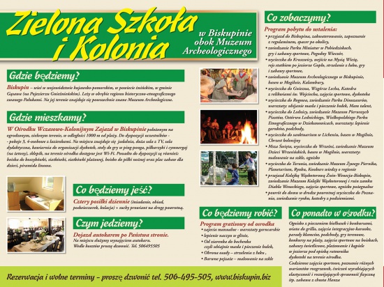 Zielone szkoły, kolonie w Biskupinie 